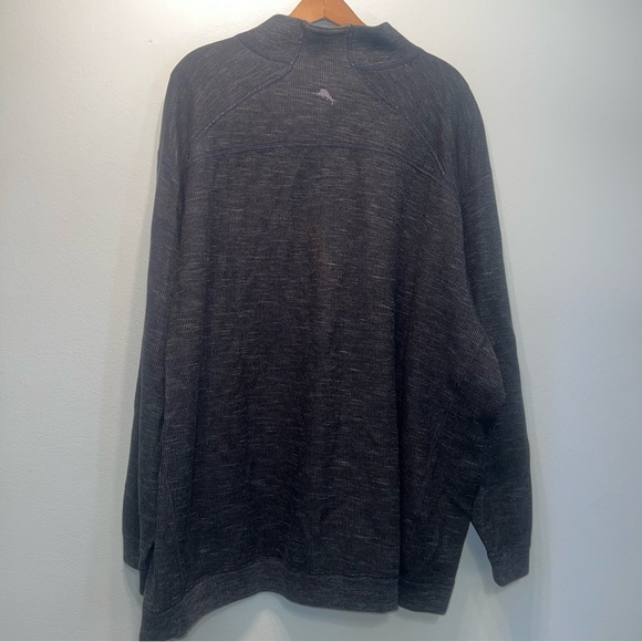 Tommy Bahama Reversible 2XL Men Knit Sweater 1/4 Zip Gray Black Heavy LS Shirt - Picture 5 of 11